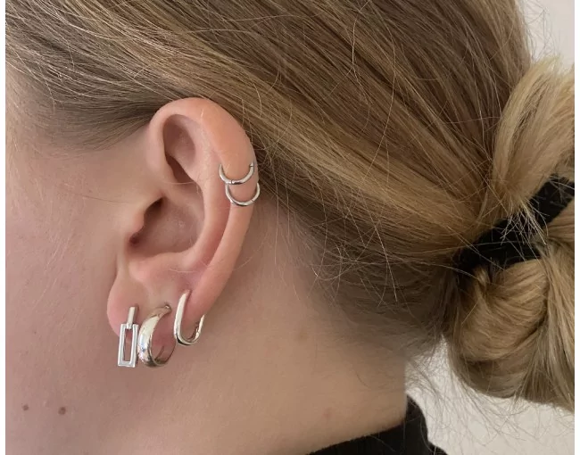 Moderne Silberohrstecker mit Rechteck