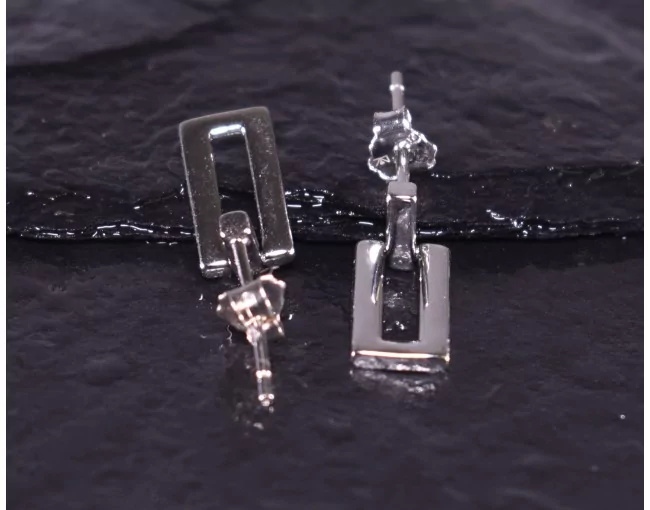 Moderne Silberohrstecker mit Rechteck