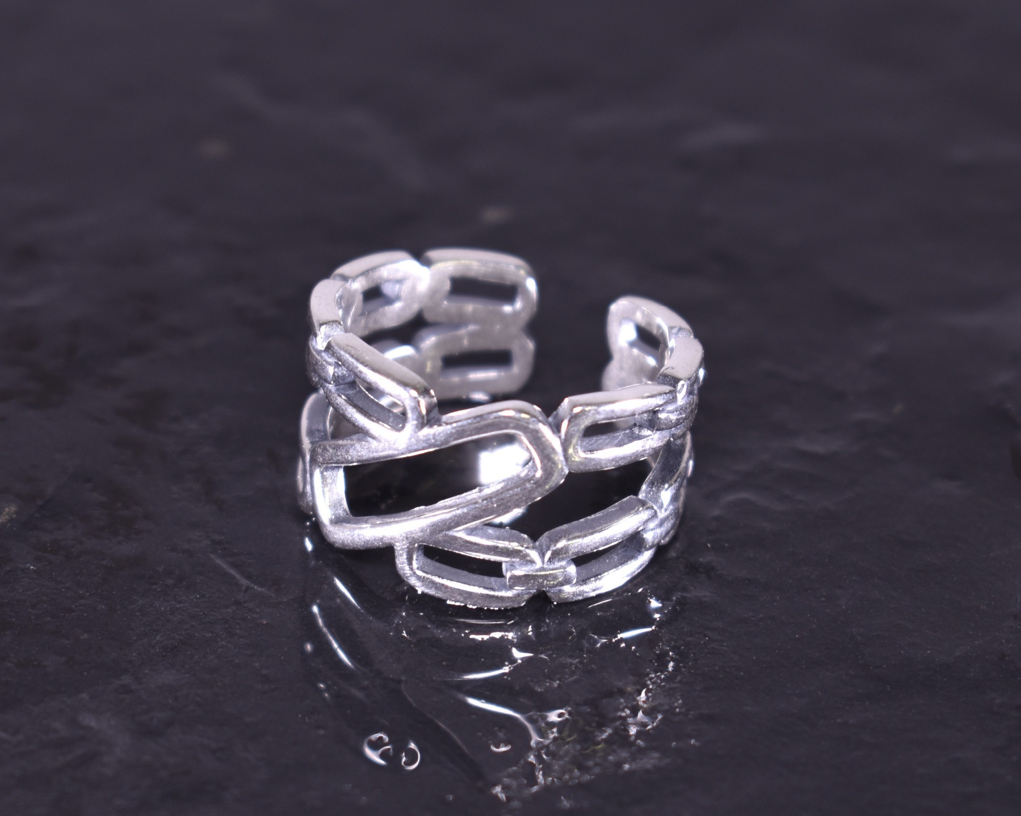 Offener Silberring mit Kettenglieder Style Offener Silberring mit Kettenglieder Style