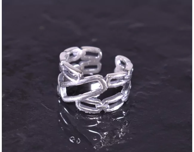 Offener Silberring mit Kettenglieder Style
