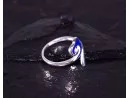 Schwungvoller Silberring mit Blumen Detail