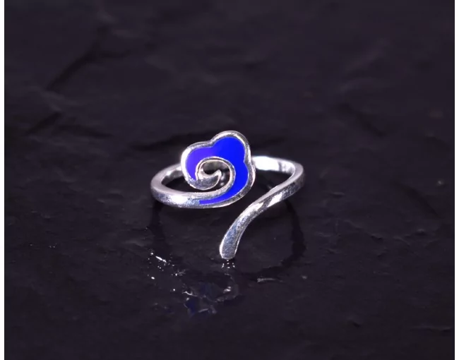 Schwungvoller Silberring mit Blumen Detail