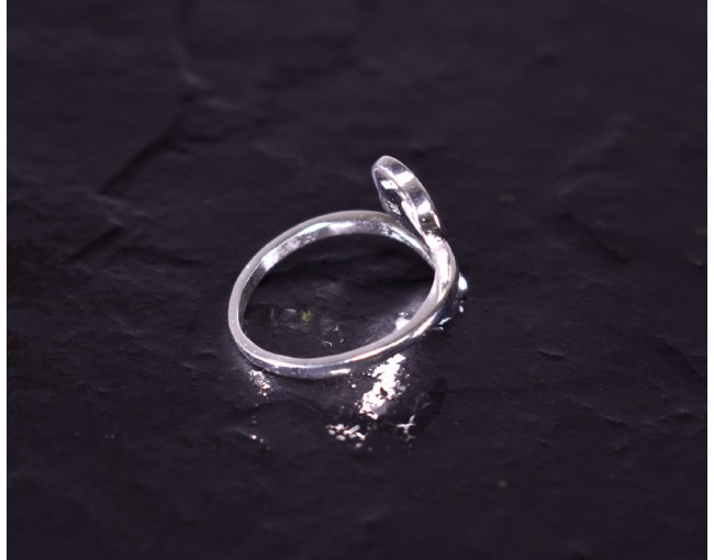 Schwungvoller Silberring mit Blumen Detail