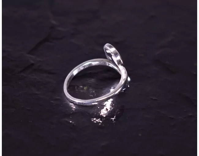 Schwungvoller Silberring mit Blumen Detail