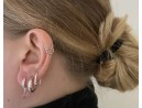 Silberohrclips mit rötlichem Kristall und Strasssteinen
