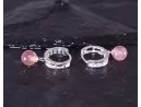 Silberohrclips mit rötlichem Kristall und Strasssteinen