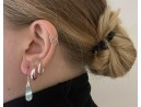 Silberohrhänger mit grünem Opal in Tropfenform