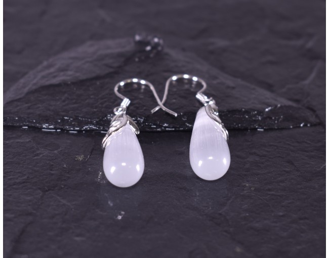 Silberohrhänger mit Katzenauge Opal