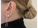 Silberohrhänger mit zwei Kreisen und Kette
