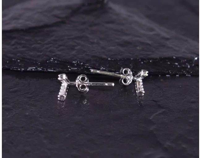 Silberohrstecker mit kleinen Kristallen