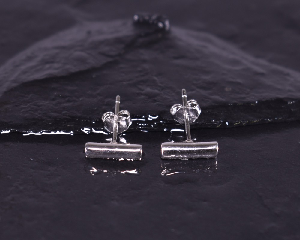 Silberohrstecker mit Quaderform