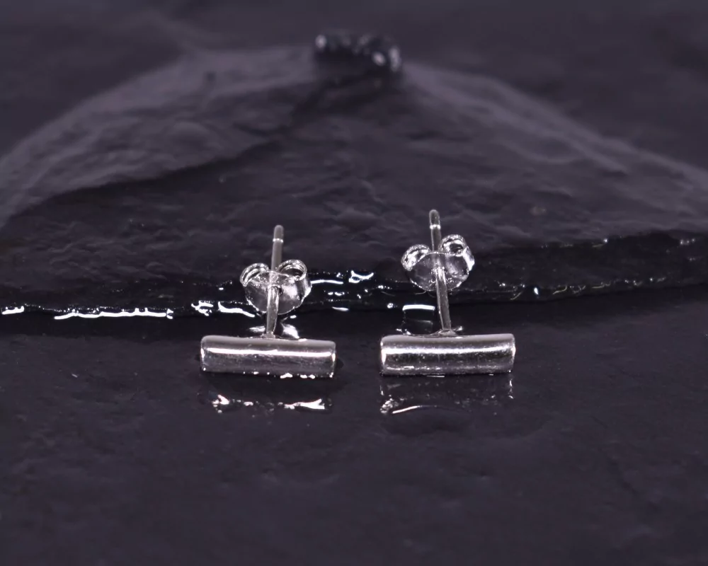Silberohrstecker mit Quaderform