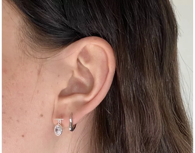 Silberohrstecker mit runden Zirkonsteinen