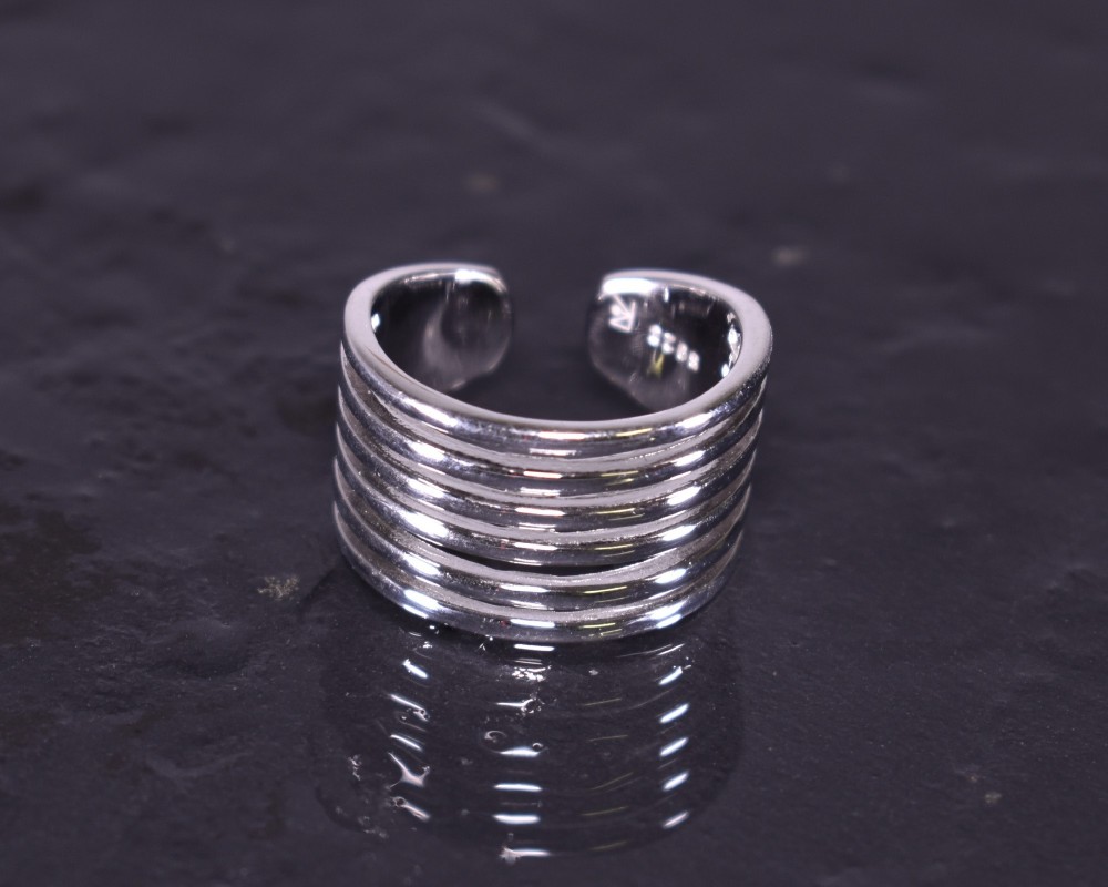 Silberring mit sechs verlaufenden Silberlinien