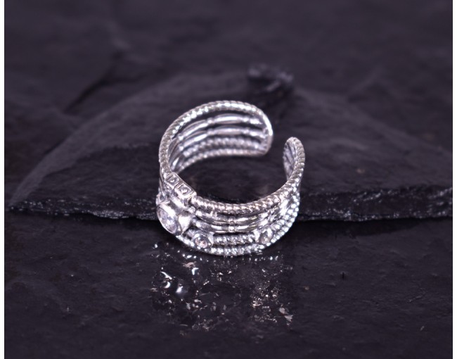 Vintage Silberring mit mehreren verzierten Ebenen