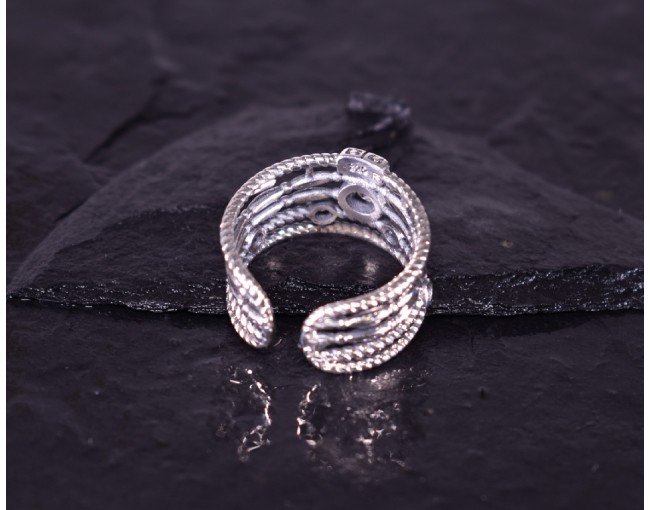 Vintage Silberring mit mehreren verzierten Ebenen