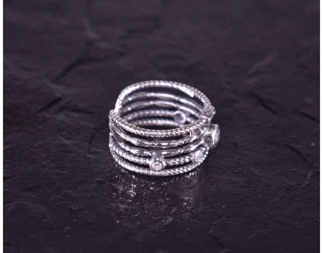 Vintage Silberring mit mehreren verzierten Ebenen