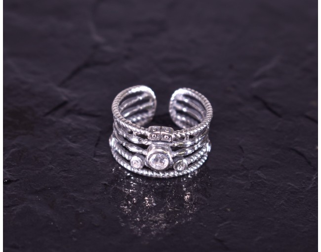 Vintage Silberring mit mehreren verzierten Ebenen