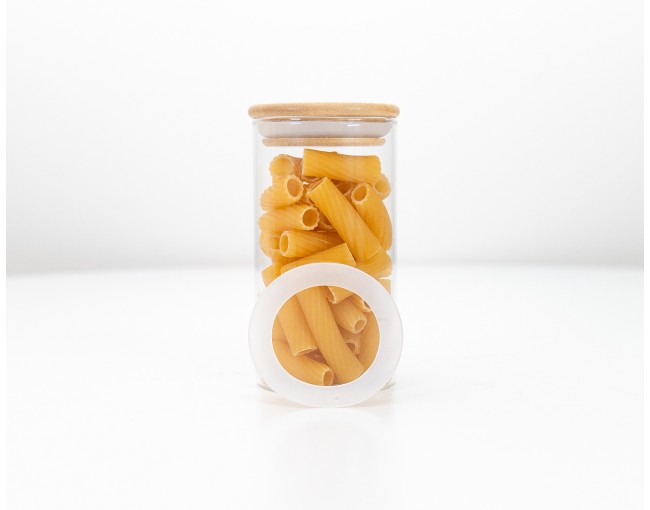 Runde Vorratsgläser mit Bambusdeckel einzeln