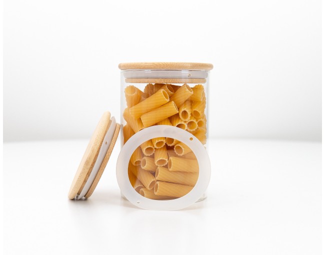 Runde Vorratsgläser mit Bambusdeckel einzeln
