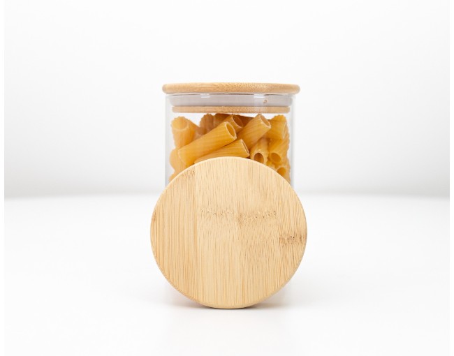 Runde Vorratsgläser mit Bambusdeckel einzeln
