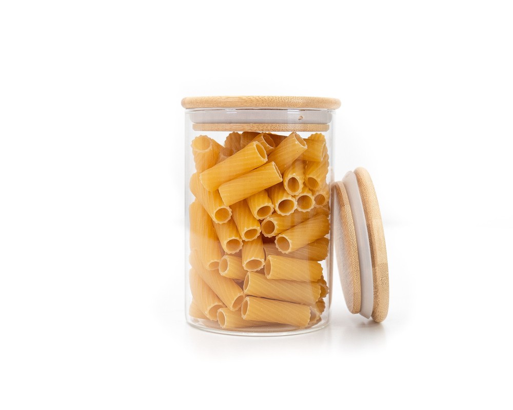Runde Vorratsgläser mit Bambusdeckel einzeln