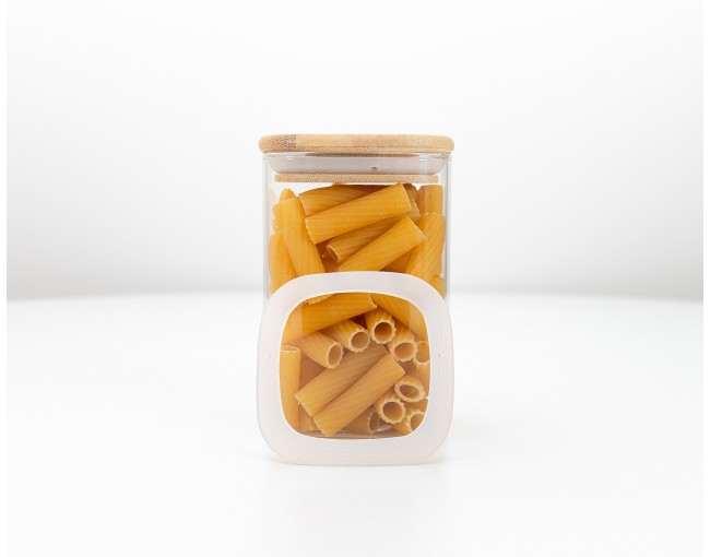 Runde Vorratsgläser mit Bambusdeckel einzeln