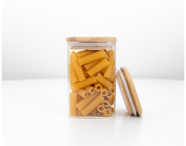 Runde Vorratsgläser mit Bambusdeckel einzeln