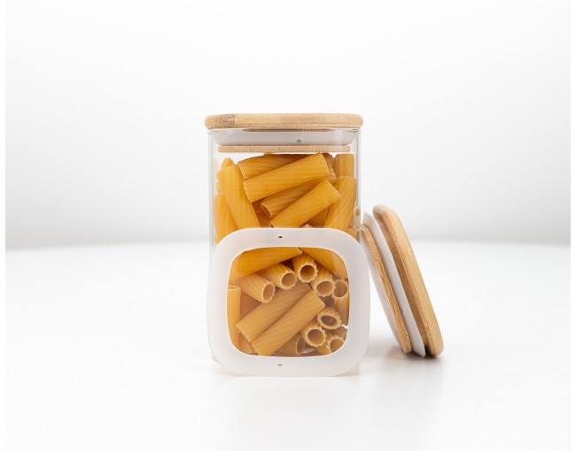 Runde Vorratsgläser mit Bambusdeckel einzeln