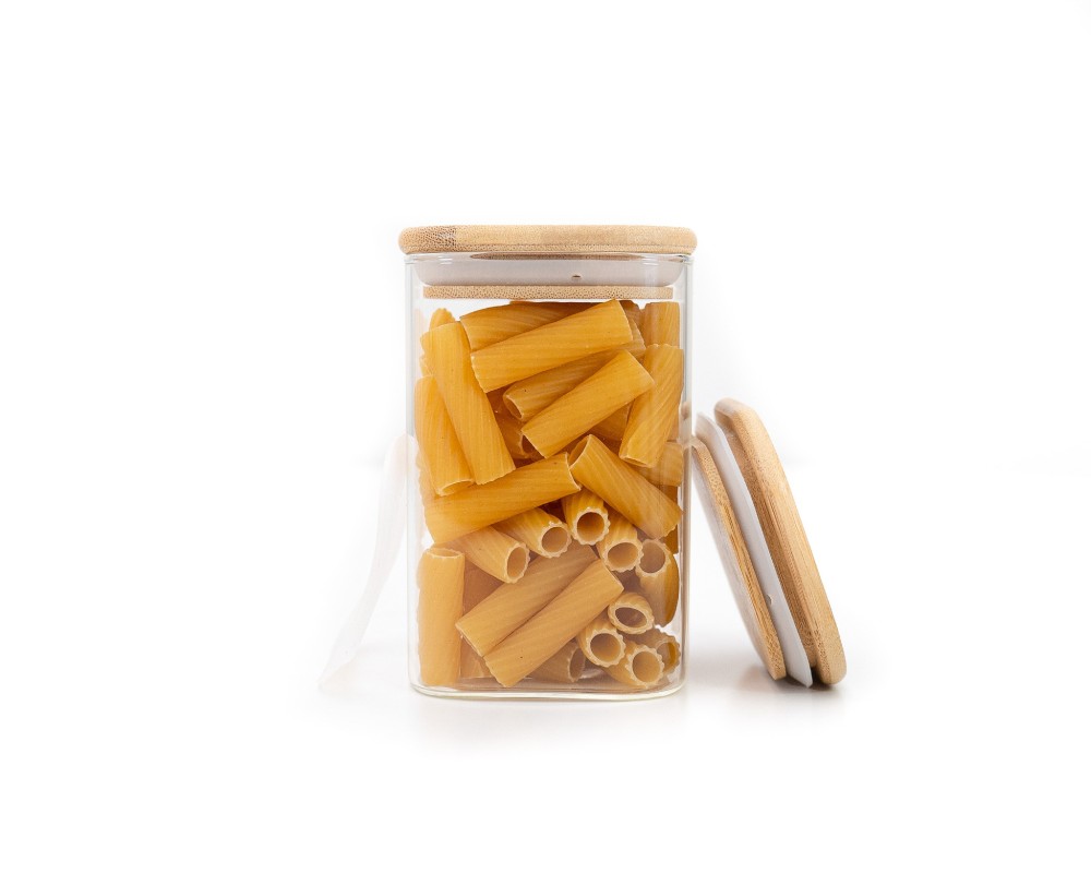 Runde Vorratsgläser mit Bambusdeckel einzeln