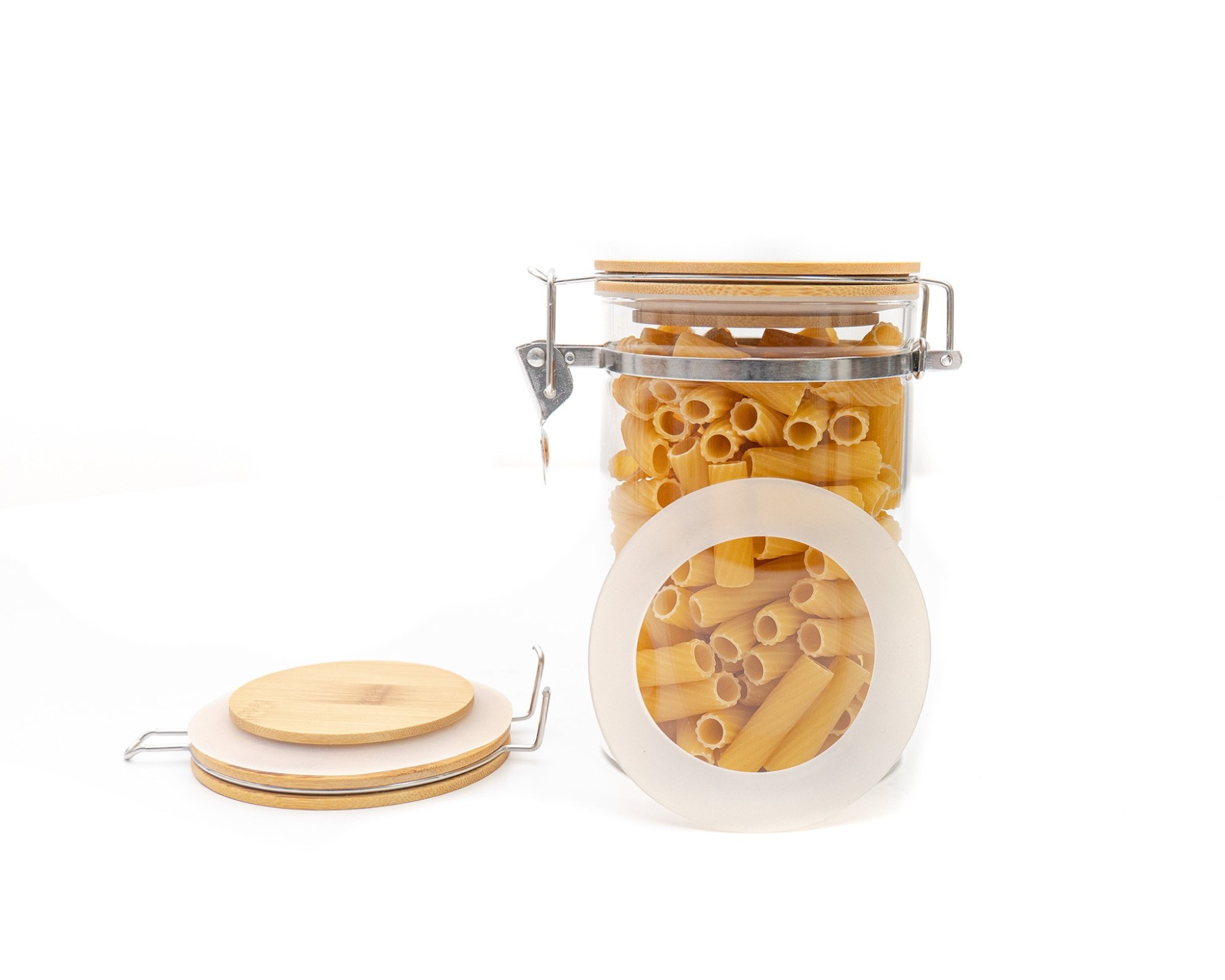 Runde Vorratsgläser mit Bambusdeckel einzeln