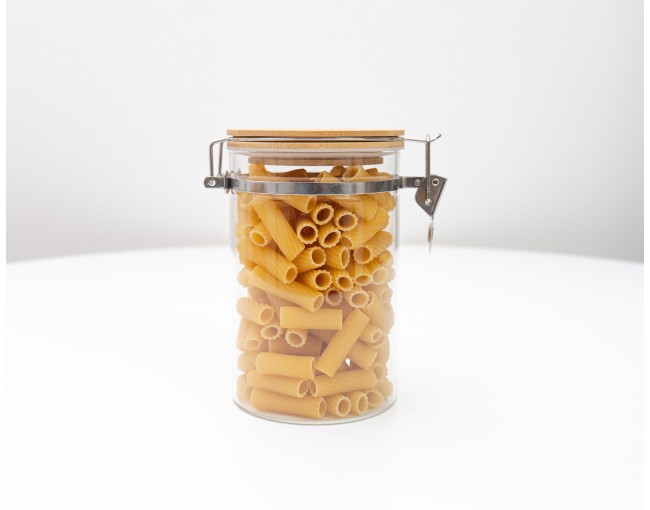 Runde Vorratsgläser mit Bambusdeckel einzeln