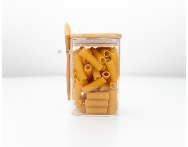 Ersatzteile für Vorratsgläser mit Bambusdeckel und Löffel quadratisch